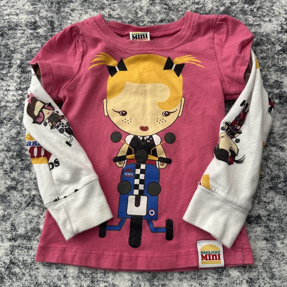 2T Gwen Stefani Harajuku Mini Top‎ No Doubt Lovers Long Sleeve Pink Bike Cute